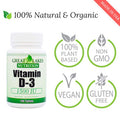 Great Lakes Nutrition Vitamin D3 Vegan Vitamin D Supplement for Men & Women 1500IU 100 Tablets