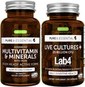 Multivitamin & Minerals for Women + Live Cultures+ Lab4 Probiotics Vegan Bundle, Advanced Multi with Iron + 25 Billion CFU Probiotic with Non-Bloating Prebiotic, by Igennus
