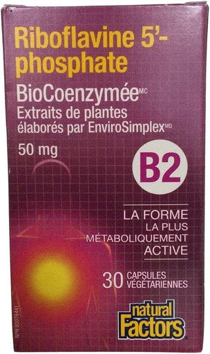 Natural Factors BioCoenzymated Riboflavin 5 Phosphate 50mg 30 VegCaps