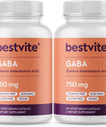 Bestvite GABA 750mg per Capsule (240 Vegetarian Capsules) (120 x 2) - No Stearates - No Fillers - Vegan - Gluten - Non GMO