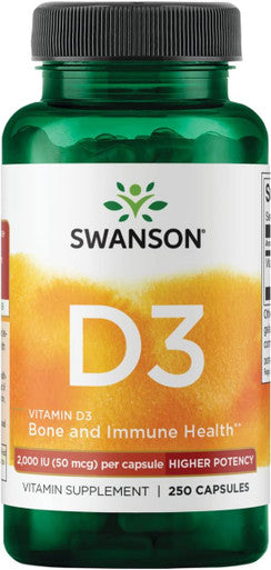 Swanson Higher Potency Vitamin D-3 2000 Iu - "Sunshine Vitamin" Bone Immune Support (50 mcg) 250 Capsules