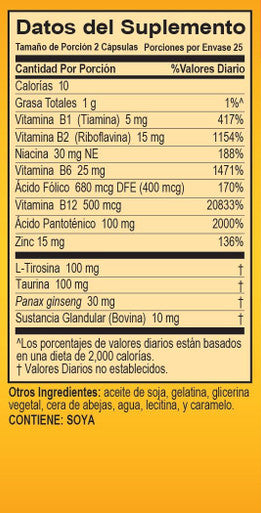 Dietary Supplement With High Potency Zinc & 7 B Vitamins, No Preservatives, Sugar Or Caffeine, Made In Usa, 50 Softgels (1 Pack)