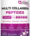 Nature Target Multi Collagen Peptides Powder - Type I, Ii, Iii, V, X - Hydrolyzed Collagen Peptides With Vitamin C Hyaluronic Aci