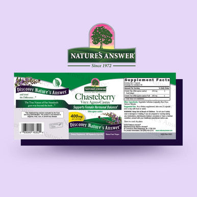 Nature'S Answer Chasteberry Vitex Agnus Castus 400mg 90-Capsules | | Vegan Gluten- Non-GMO. Kosher | Promotes Female Balance