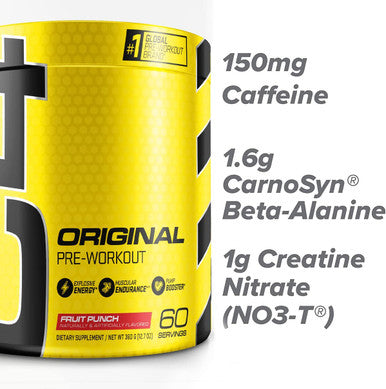 C4 Original Pre Workout Powder Fruit Punch - Vitamin C for Immune Support - Sugar Free Preworkout Energy for Men & Women - 150mg Caffeine + Beta Alanine + Creatine - 60 Servings