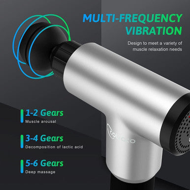 Cotsoco Massage Gun Deep Tissue, Percussion Muscle Massager For Athletes, Super Quiet Portable Handheld Electric Sport Massager, 6 Speed And 4 Heads(Silver) 1000 Grams
