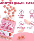 Sugar-Collagen Gummies For Women, Hydrolyzed Collagen Peptides Gummies With Biotin, Collagen Supplements Gummy With Vitamin B12, C, D, Zinc For Hair Skin Nail