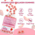Sugar-Collagen Gummies For Women, Hydrolyzed Collagen Peptides Gummies With Biotin, Collagen Supplements Gummy With Vitamin B12, C, D, Zinc For Hair Skin Nail