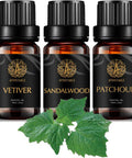 Aromatherapy Patchouli Essential Oil Set for Diffuser, 3X10ml 100% Pure Vetiver Essential Oil Kit for Humidifier - Patchouli, Vetiver, Sandalwood Essential Oil Set, Aromatherapy Sandalwood Oils Kit