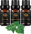 Aromatherapy Patchouli Essential Oil Set for Diffuser, 3X10ml 100% Pure Vetiver Essential Oil Kit for Humidifier - Patchouli, Vetiver, Sandalwood Essential Oil Set, Aromatherapy Sandalwood Oils Kit