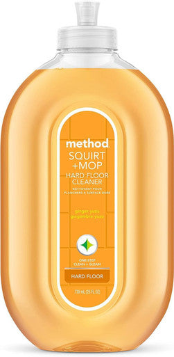 Method Hardwood Floor Cleaner Squirt + Mop Bottle Ginger Yuzu For Sealed Hardwood and Laminate Floors 25 Fl Oz (Pack of 2)