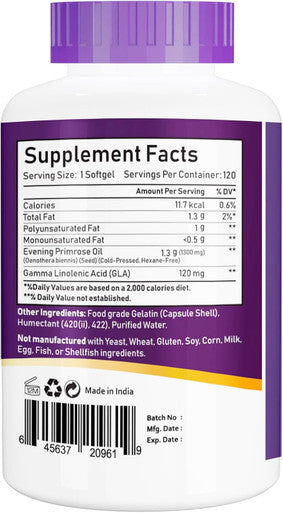 Nbl Natural NBL Natural Super Primrose 1300 mg with Naturally Occurring GLA (Gamma-Linolenic Acid) Women s Health & Skin Health 120 Softgels