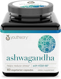 Youtheory Ashwagandha - 1,000 mg - Stress Support Supplement - Cortisol Support Supplement - Gluten, Dairy & Soy Free - 60 Vegetarian Capsules