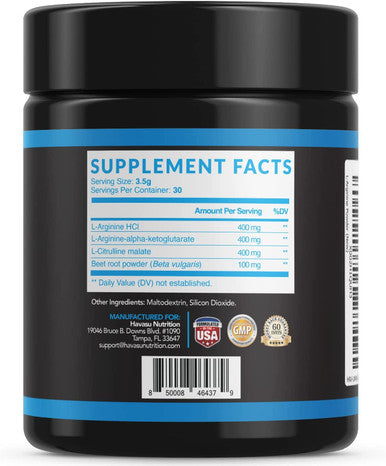 Saw Palmetto Herbal Supplement with L Arginine Workout Powder for for Men as Muscle Growth Enhancement and Vascular Support
