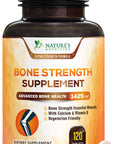 Calcium Supplement - 3X Calcium Plus Vitamin D3 & Magnesium for Bone Health & Immune Support - Nature's Vitamins C & D Supplement, Gluten Free Calcium Bone Strength Tablets 120 Count