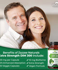 Zazzee Extra Strength DIM 300 mg per Capsule, 10 mg BioPerine, 100 Vegan Capsules, 100 Day Supply, Plus Pure Organic Broccoli Extract, Vegan and Non-GMO