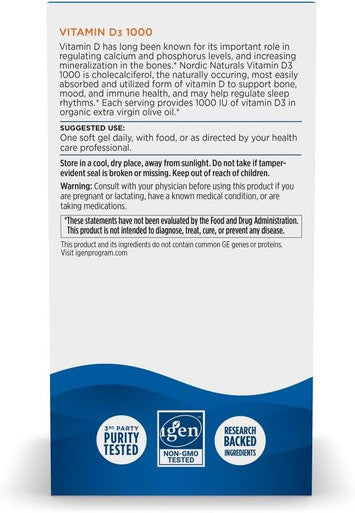 Nordic Naturals Vitamin D3 1000 IU Orange Flavor 120 Softgels