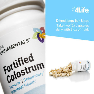 4Life - Fortified Colostrum - Bovine Colostrum Veggie Capsules for Immune Absorptive Respiratory and Brain Function Support with Lactoferrin Lactalbumin and Milk Fat Globule Membrane - 60 Capsules