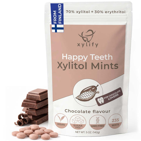 Xylitol Mints for Oral Care - Apple flavor, with Xylitol and Erythritol, Sugar Free Candy, Happy Teeth dental mints from Finland, 5 oz - 265 mints