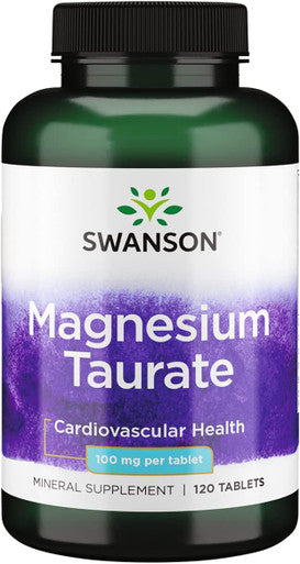 Swanson Magnesium Taurate - Mineral Supplement- Natural Magnesium & Taurine Formula (120 Tablets 100mg Each)