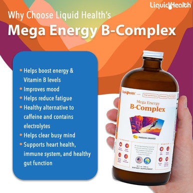 Liquidhealth Adult Focus & Energy Liquid Vitamin Bundle with Mega Energy B-Complex Vitamins USDA Organic Methyl B12 Drops Neurologic Nootropic Focus Supplement - Boosts Energy & Mood Vegan Non-GMO