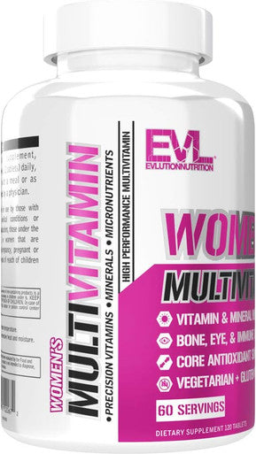 Evlution Nutrition Women'S Multivitamin - Full Spectrum Vitamins & Minerals, Immune Health, Vitamin C & D, Iron, Zinc, Antioxidants & Bioflavonoids, Skin, Hair, Bone, Eye Health, 120 Tablets, 60 Days