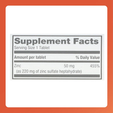 Rugby Zinc Sulfate 220 Mg Tablets - Made With Zinc Sulfate Heptahydrate - Dietary Supplement - 100 Tablets