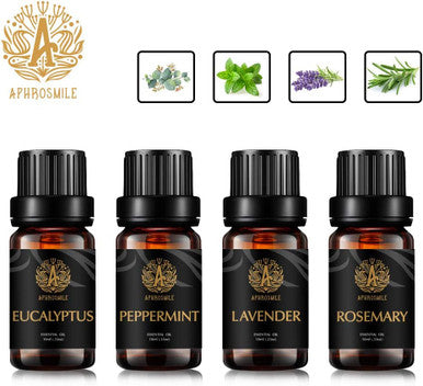 Aromatherapy Eucalyptus Essential Oil Set for Diffuser, 4x10ml 100% Pure Lavender Essential Oil Kit for Humidifier-Peppermint, Rosemary Essential Oils Set, Pure Peppermint Essential Oils Kit for Home