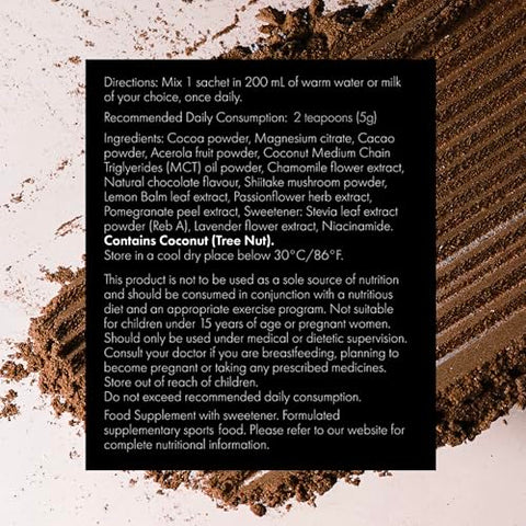 Welleco The Evening Elixir Vitamin C Hot Chocolate Beauty Drink Mix With Niacin Lemon Balm & Magnesium Supports Sleep Collagen Formation & Skin Glow 150G (5.3 Oz) Jar