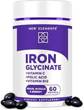 Iron Glycinate 50mg with Vitamin C Folic Acid and B12 Advanced Iron Supplement for Anemia Relief Energy Boost and Immune Support Gentle on Stomach Fast Absorption Natural Softgels for Women and Men