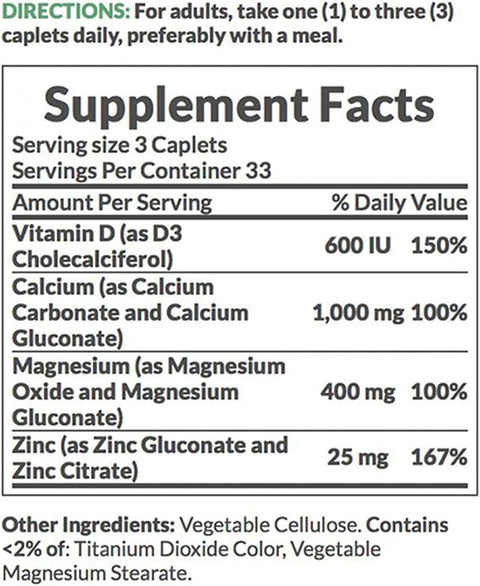 NatureS Bounty Calcium Magnesium Zinc 100 Count Pack Of 6