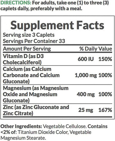 Nature's Bounty Calcium Magnesium Zinc 100 Count Pack Of 6
