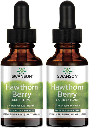 Swanson Hawthorn Berry Leaf & Flower Liquid Extract (Alcohol-) 1 fl Ounce (29.6 ml) Liquid (2 Pack)