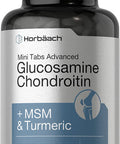 Advanced Glucosamine Chondroitin MSM Plus Turmeric | 360 Mini Coated Tablets | Non-GMO and Gluten Free Supplement | by Horbaach