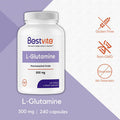 L-Glutamine 500mg per Capsule (240 Capsules) - No Dicalcium Phosphate - No Stearates - Non GMO - Gluten Free
