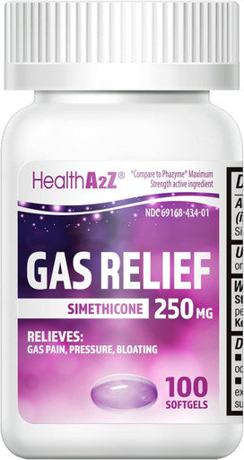 HealthA2Z Gas Relief Simethicone 250mg Fast Acting Gas Relief Bloating Pressure Discomfort