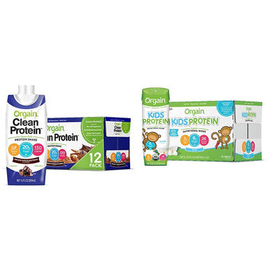 Orgain Grass Fed Clean Protein Shake Creamy Chocolate Fudge Meal Replacement 11 oz 12 Count Organic Kids Protein Nutritional Shake Vanilla Great for Breakfast Snacks 8.25 oz 12 Count