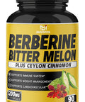 Berberine HCl Supplement 1200mg with Ceylon Cinnamon Bitter Melon Gymnema Sylvestre Extract Supports Immune System