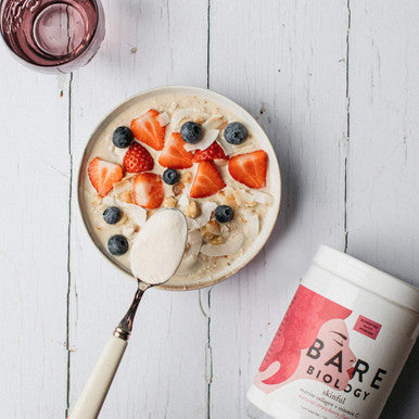 Bare Biology Skinful Marine Collagen Powder with Vitamin C, Strawberry Flavour, 300g 60 Servings