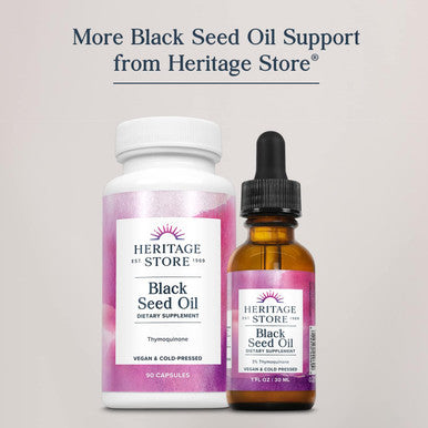 Heritage Store Black Seed Oil Organic Cold Pressed Nigella Sativa Supplement with Thymoquinone Omega 3 6 9 Antioxidant Immune and Joint Support Vegan 16oz