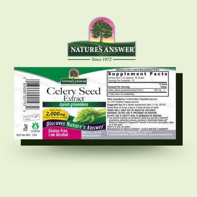 Nature'S Answer Celery Seed with Organic Alcohol 2000mg 1oz | Packed with Antioxidants | Promotes Joint Function | Urinary Tract Support | Single Count