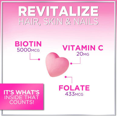 Hair Growth Vitamins For Women - Hair, Skin & Nails Gummy With Biotin 5000Mcg, Vitamins E & C & Zinc, Thicker, Stronger & Beautiful Hair, Hair Vitamin Supplement For Women & Men, Non-Gmo - 60 Gummies