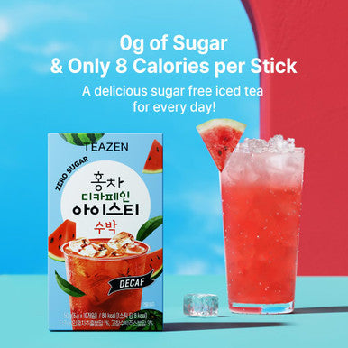 Teazen Summer Watermelon Iced Tea Sugar Uva Black Tea Hydration Drink Mix Decaf 10 Sticks 1.76oz