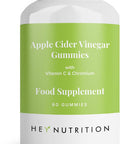 Hey Nutrition Apple Cider Vinegar Gummies Supplement - Vitamin C & Chromium - Supports Skin Health Metabolic Function & Immune Health - No Artificial Flavours Non-GMO & Dairy- - 60 Vegan Gummies