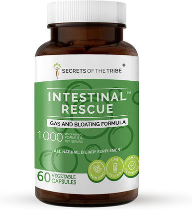Secrets of the Tribe - Intestinal Rescue, Gas and Bloating Formula, Herbal Supplement Blend (60 Capsules)