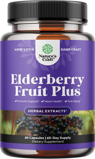 Natures Craft Black Elderberry Capsules Antioxidant Supplement - Elderberry Immune Support Skin Supplement with Skin Vitamins and Sambucus Elderberry Extract - Elderberry Supplement Immune System Support Supplement