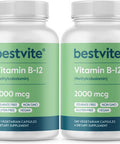 Bestvite Vitamin B12 (Methylcobalamin) 2000mcg (480 Vegetarian Capsules)(2 x 240) (Methyl B12) - No Stearates - Vegan - Non GMO - Gluten