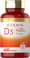Carlyle Vitamin D3 | 400iu (10mcg) | 400 Tablets | Value Size | Vegetarian Non-GMO and Gluten Formula | Vitamin D Supplement