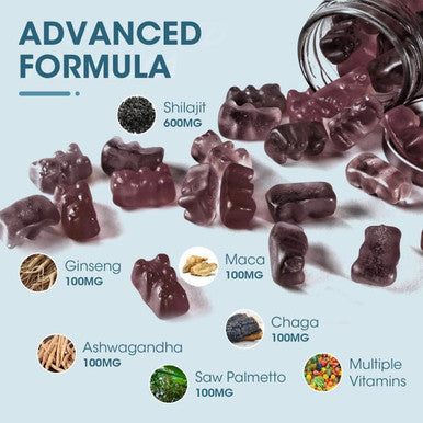 Himalayan Shilajit Gummies With 85+ Trace Minerals & Fulvic Acid For Energy, Immune, Cognitive Support High Potency Pure Natural Shilajit Supplement For Men & Women 60 Gummies