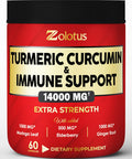 Turmeric Curcumin & Immune Support, 95% Curcuminoids, Equivalent to 14000mg, with Ginger, Garlic Bulb, Elderberry, Quercetin, Joint Inflammatory & Absorption Support, Immune Defense Supplement.